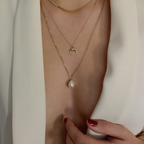 Pearl Drop Horn Necklace2