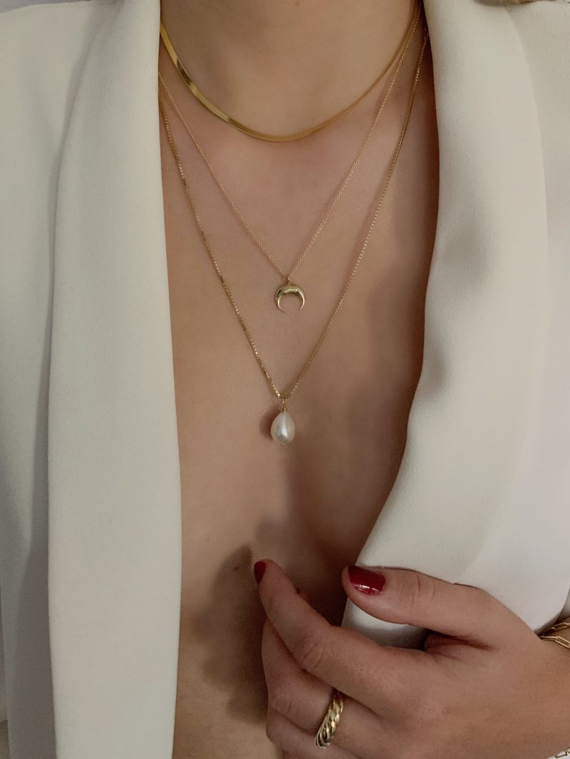 Pearl Drop Horn Necklace2