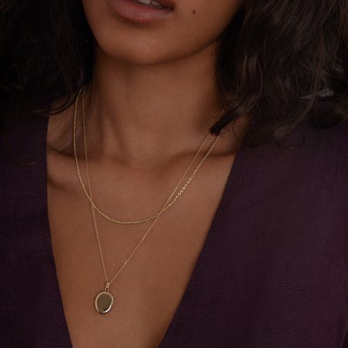 alt="Maison Oval Locket & Petite Rope Chain Necklace Stack"