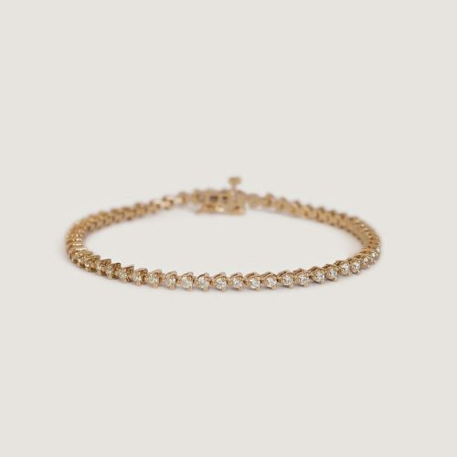 alt="Petite Rachel Three Prong Diamond Tennis Bracelet"