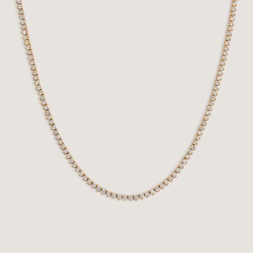 alt="Rachel Three Prong Diamond Tennis Necklace"