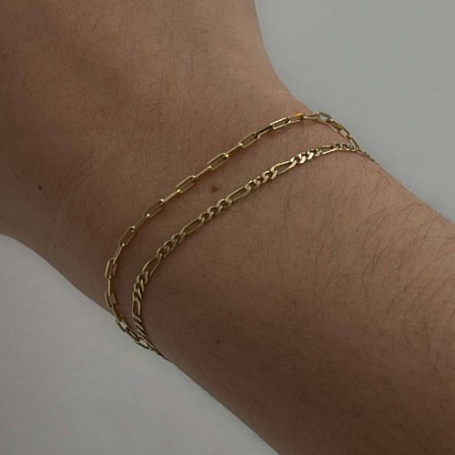 kinn 14k gold fine jewelry kyle figaro micro link bracelet