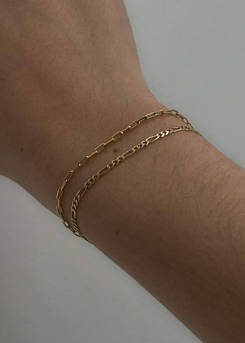 kinn 14k gold fine jewelry kyle figaro micro link bracelet