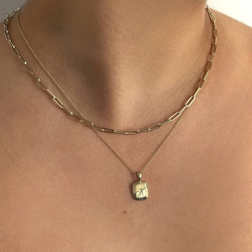 kinn 14k gold fine jewelry mini maeve cushion pendant lifestyle