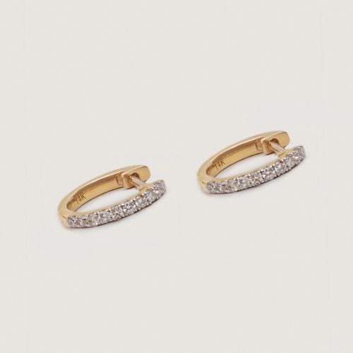 kinn 14k gold fine jewelry pave hoop huggies 3