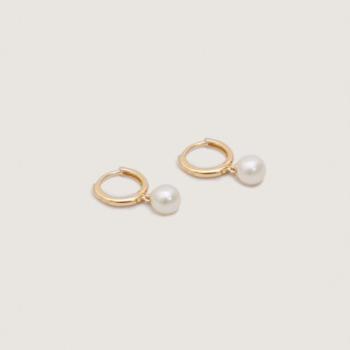 kinn 14k gold fine jewelry round pearl huggies 2