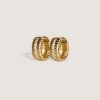 alt="Solis Ribbed Pavé Earrings"