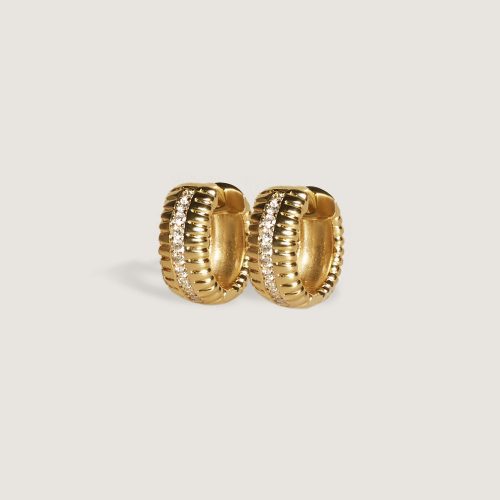 alt="Solis Ribbed Pavé Earrings"