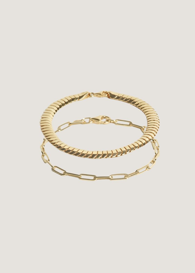 alt="Cobra I & Petite Link Chain Bracelet Stack"