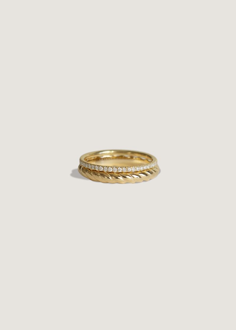 alt="Claudine I & Dahlia Micro Pavé Ring Stack"