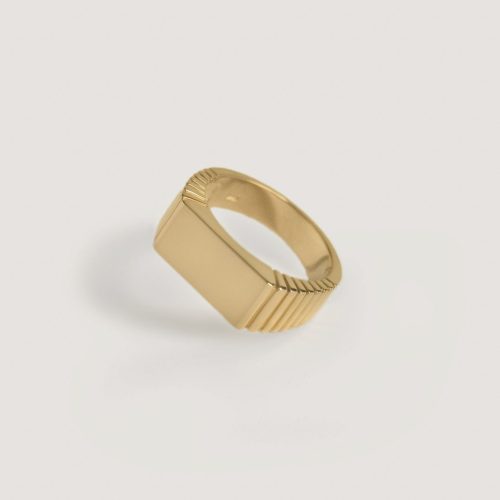 kinn 14k gold fine jewelry vivian ribbed signet ring 7