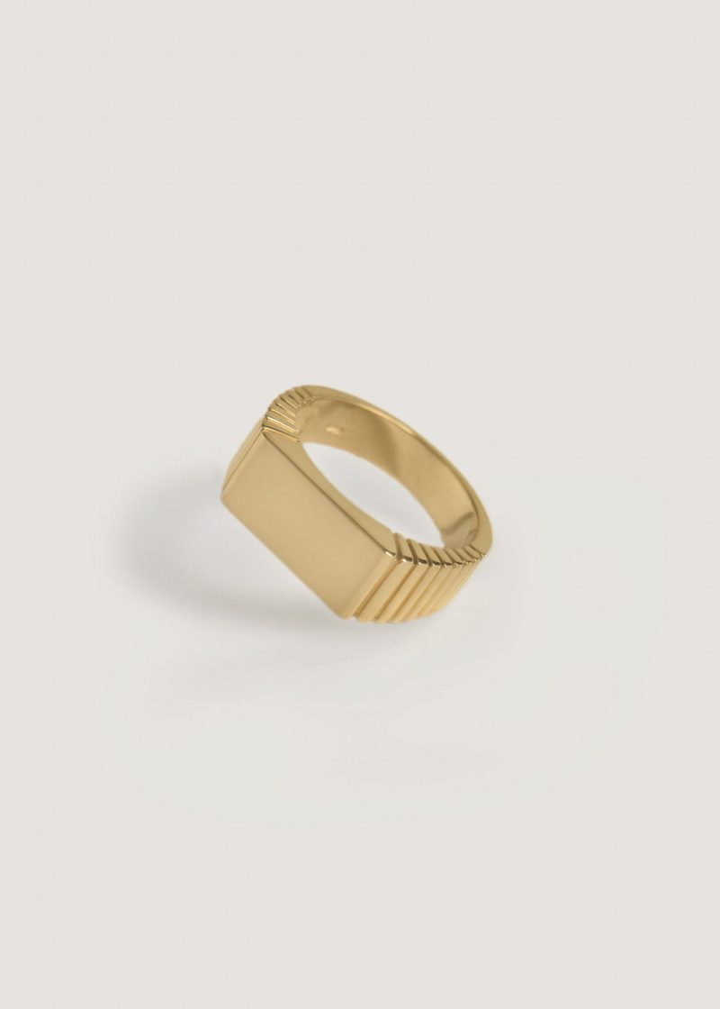 kinn 14k gold fine jewelry vivian ribbed signet ring 7